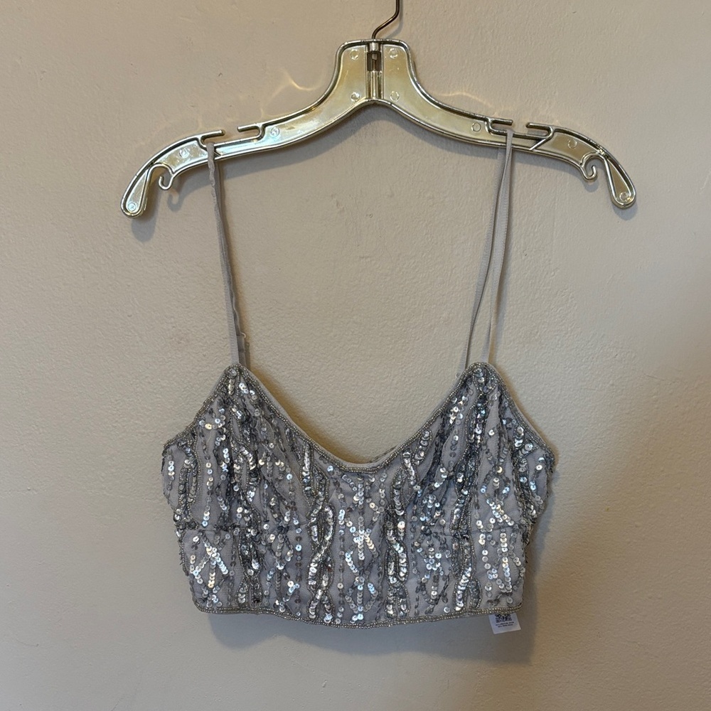 Miss Selfridge Shimmering Silver Sequin Bralette